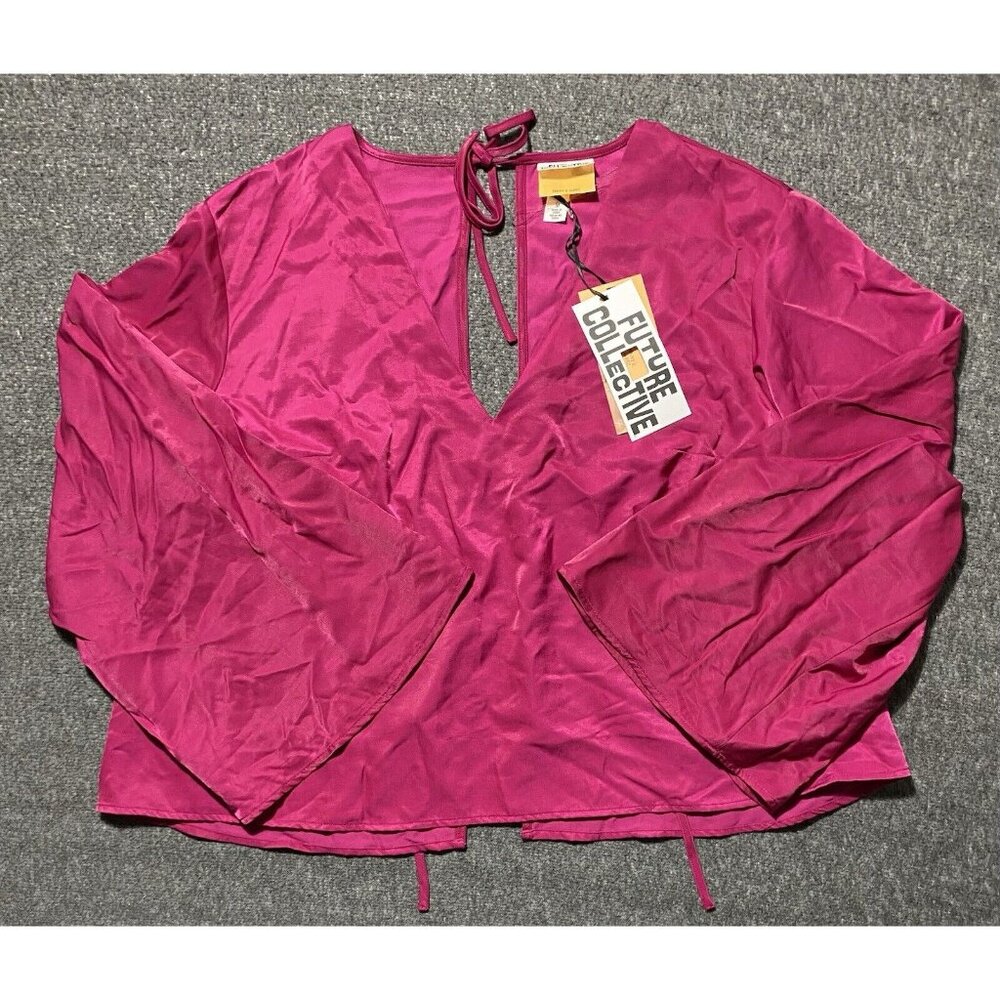 Balloon Asymmetrical Sleeve Blouse Jenny K Lopez Future Collective Fuchsia SZ M